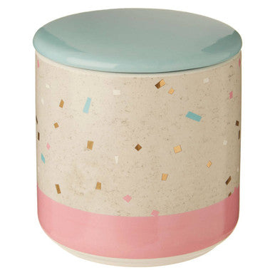 Medium Grey and Pink Earthenware Storage Canister