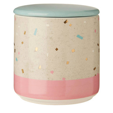 Medium Grey and Pink Earthenware Storage Canister