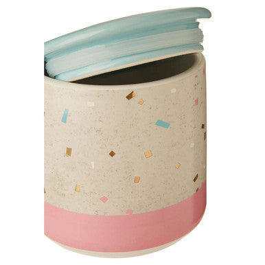 Medium Grey and Pink Earthenware Storage Canister