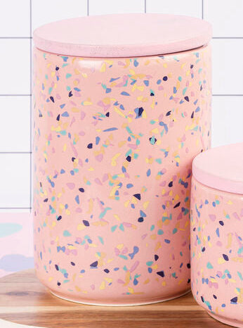 Large Pink Terrazzo Storage Canister