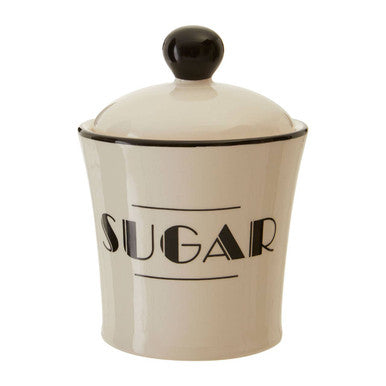 Cream Sugar Canister with Black Lettering and Domed Lid