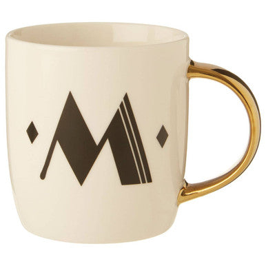 White Monogram Mug M with Gold Handle
