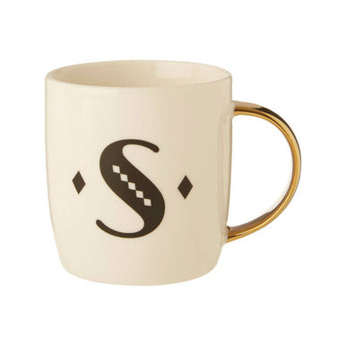 White Monogram Mug S with Gold Handle