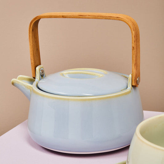 Blue Teapot with Comfortable Top Handle