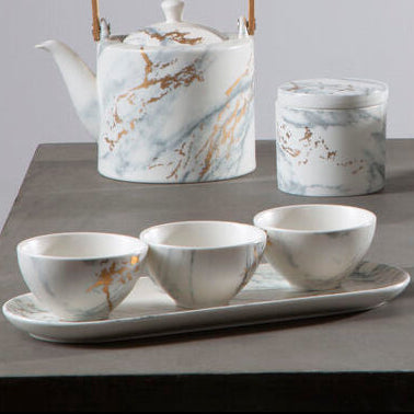 Marble Dip Bowls with Tray Set