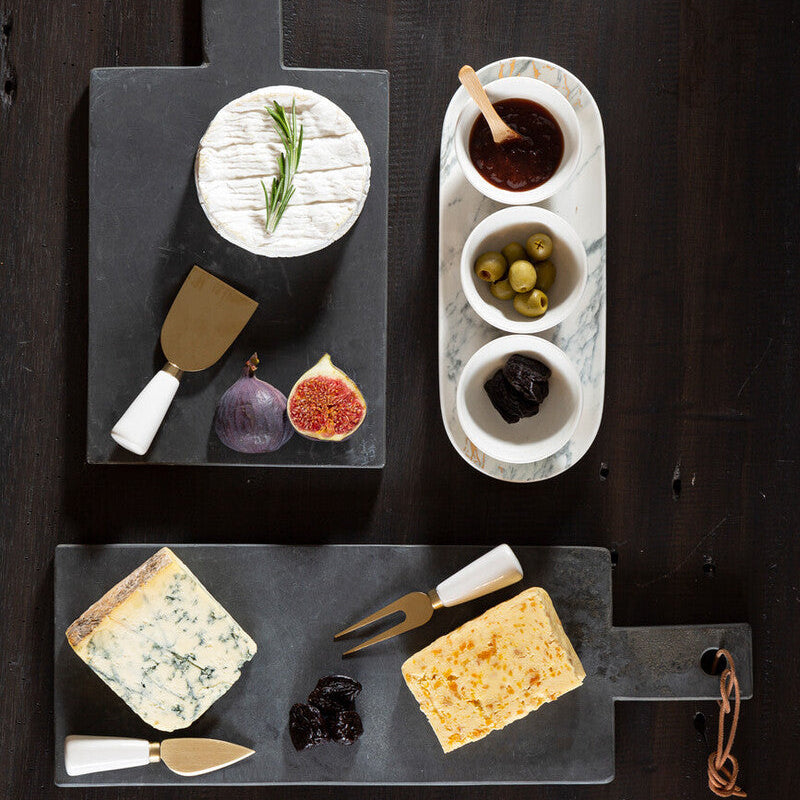 Marble Dip Bowls with Tray Set