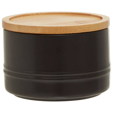 Small Black Stoneware Canister with Silicone Seal