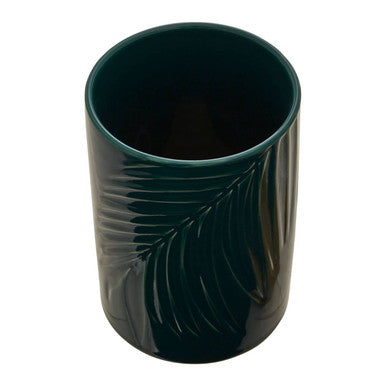 Dark Green Medium Storage Jar with Bamboo Lid