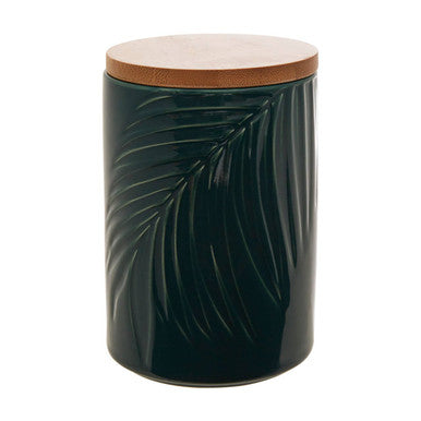 Dark Green Medium Storage Jar with Bamboo Lid