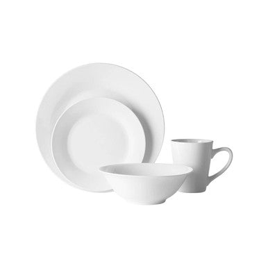 16 Piece White Porcelain Coupe Dinner Set