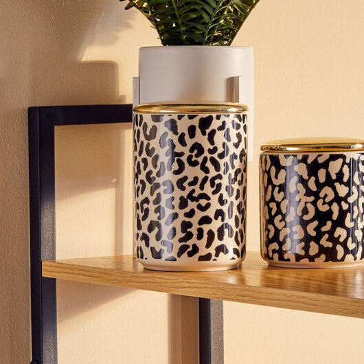 Black and White Large Canister with Gold-Tone Lid
