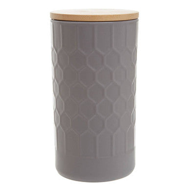 Grey Textured 1250ml Storage Canister with Bamboo Lid