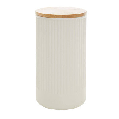 Cream Textured 1250ml Storage Canister with Bamboo Lid