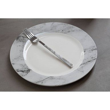 16 Piece White and Grey Marble Effect Dinner Set