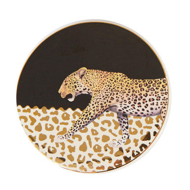 Set of 4 Black White and Gold Leopard Print Coasters