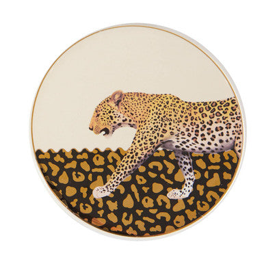 Set of 4 Black White and Gold Leopard Print Coasters
