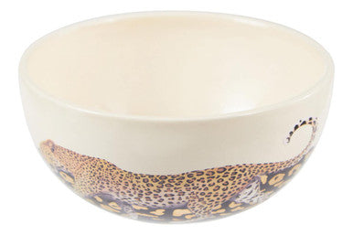 Large Stoneware Bowl with Leopard Pattern