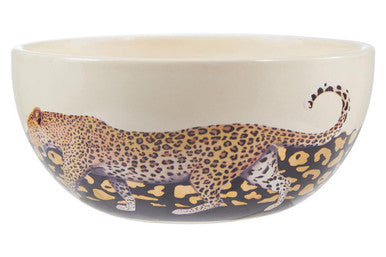Large Stoneware Bowl with Leopard Pattern