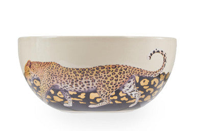 Large Stoneware Bowl with Leopard Pattern