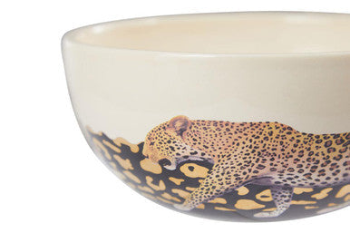 Large Stoneware Bowl with Leopard Pattern