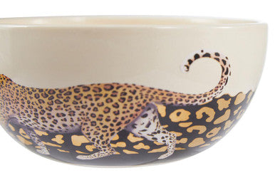 Large Stoneware Bowl with Leopard Pattern