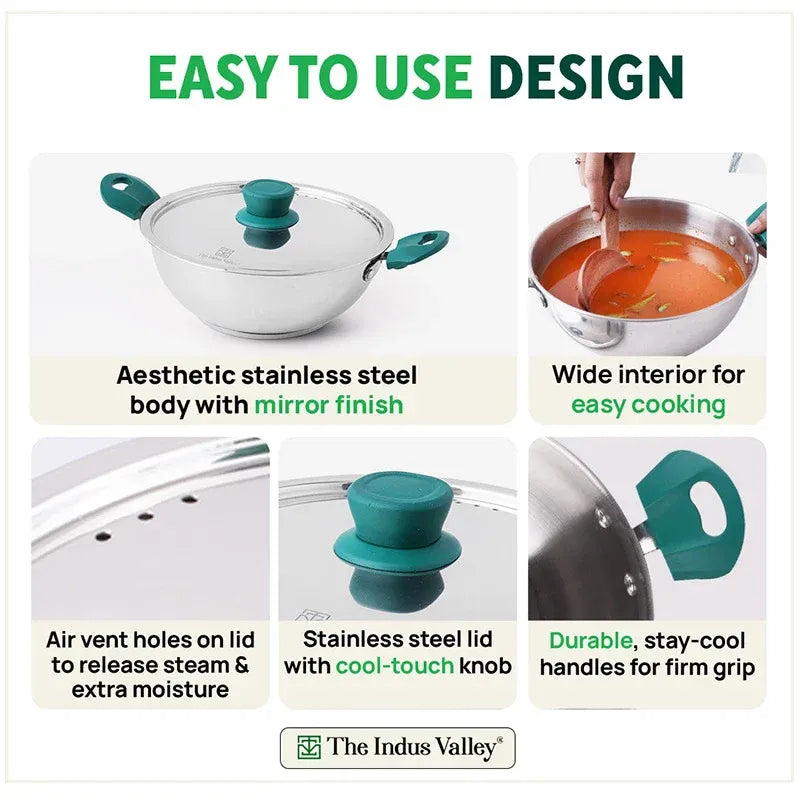 Stainless Steel Capsule Bottom Kadai