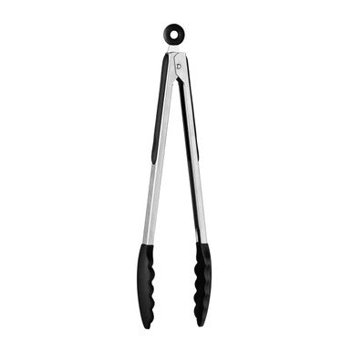 Black Silicone and Stainless Steel Tongs