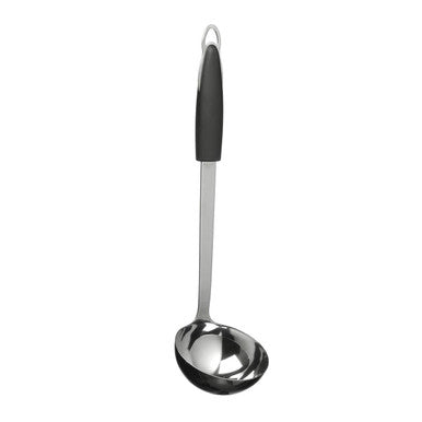Stainless Steel Ladle with Black Soft Grip Handle