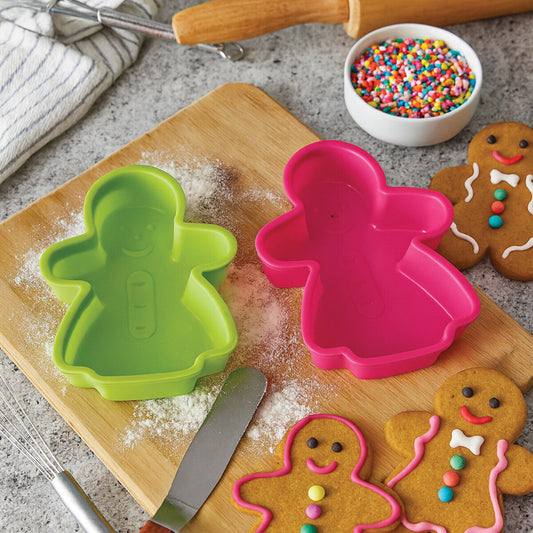 Gingerbread Ladies Silicone Cake Moulds in Hot Pink and Lime Green