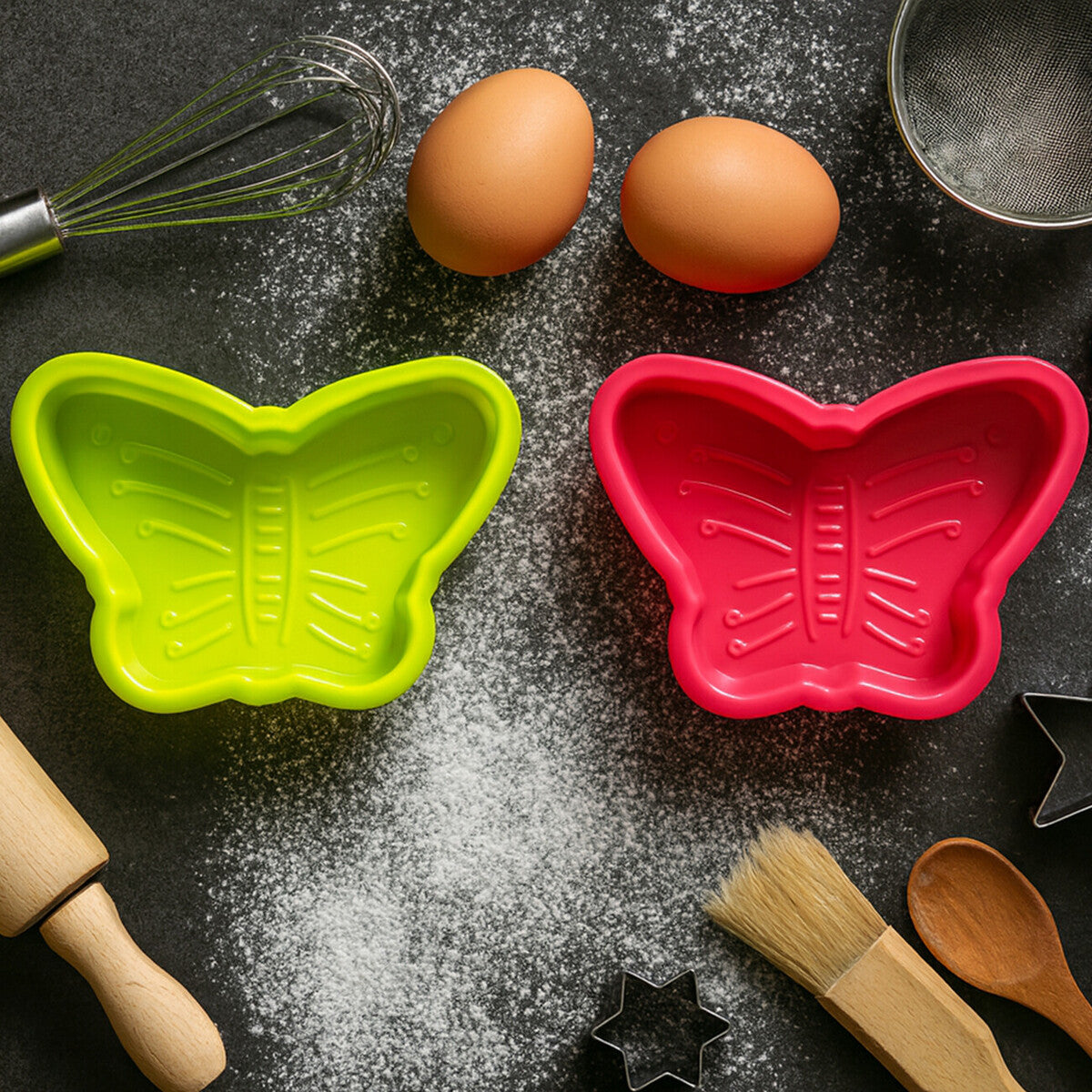 Set of Two Silicone Butterfly Cake Moulds