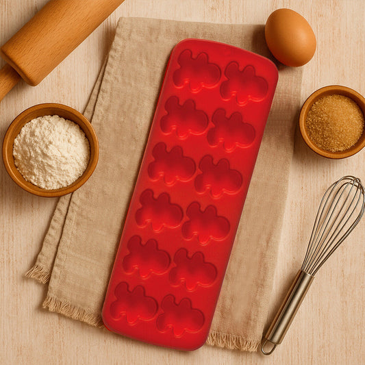 12 Gingerbread Men Red Silicone Cake and Chocolate Mould