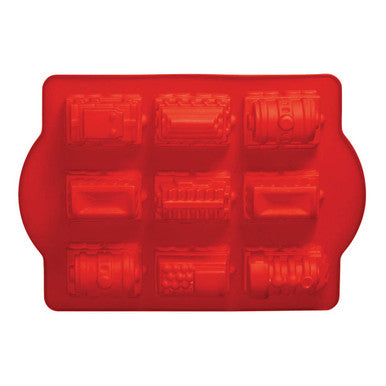 Red Silicone 9 Train Cake Mould