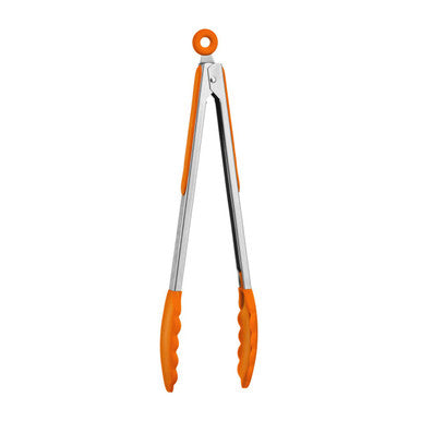 Orange Silicone and Stainless Steel Tongs