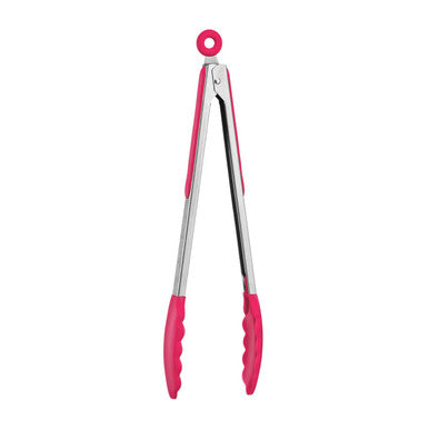 Hot Pink Silicone and Stainless Steel Tongs