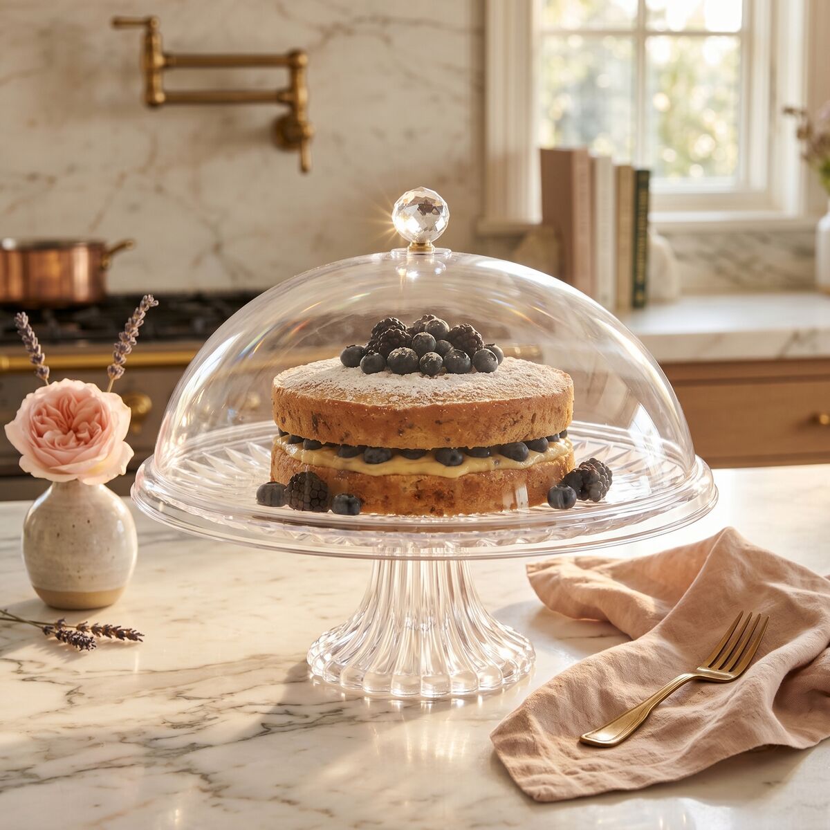 Clear Acrylic Cake Stand with Dome Lid