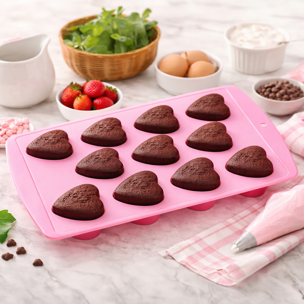11 Heart Shapes Red Ice Cube Tray