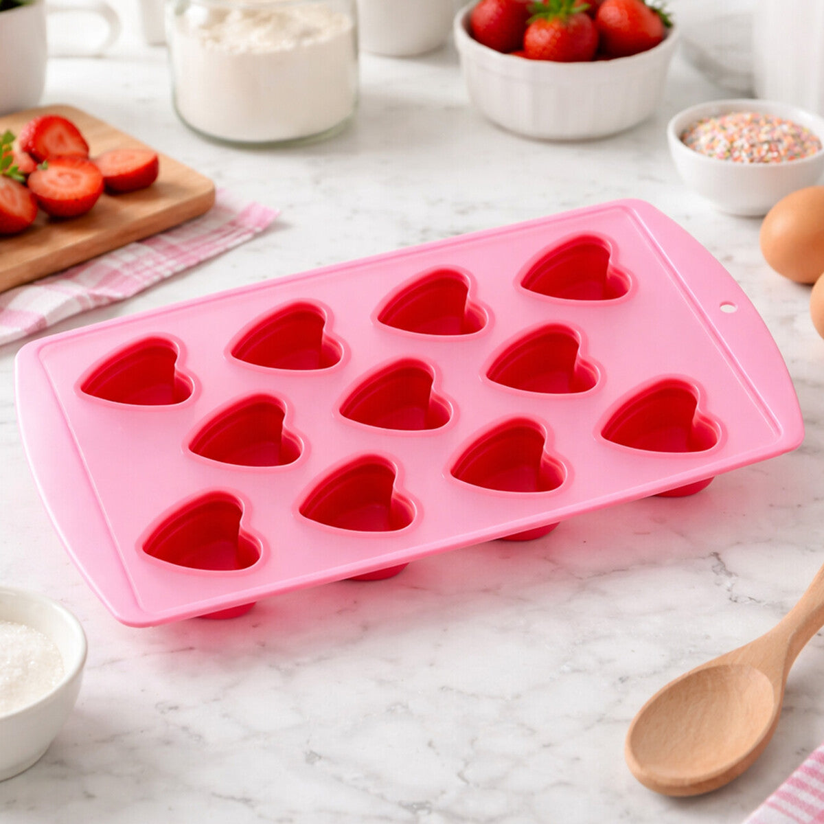 11 Heart Shapes Red Ice Cube Tray