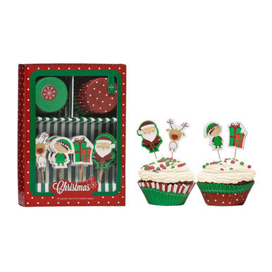Christmas Cupcake Cases and Toppers Set of 24