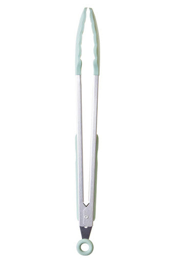 Sage Green Silicone and Stainless Steel Tongs