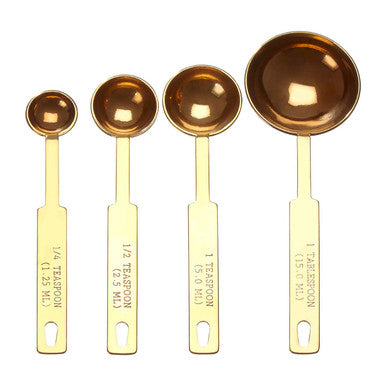 Gold Finish Set of 4 Stainless Steel Measuring Spoons