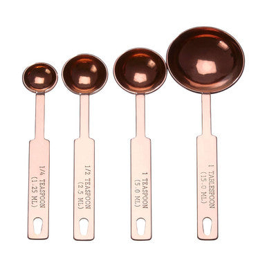 Rose Gold Finish Set of 4 Stainless Steel Measuring Spoons