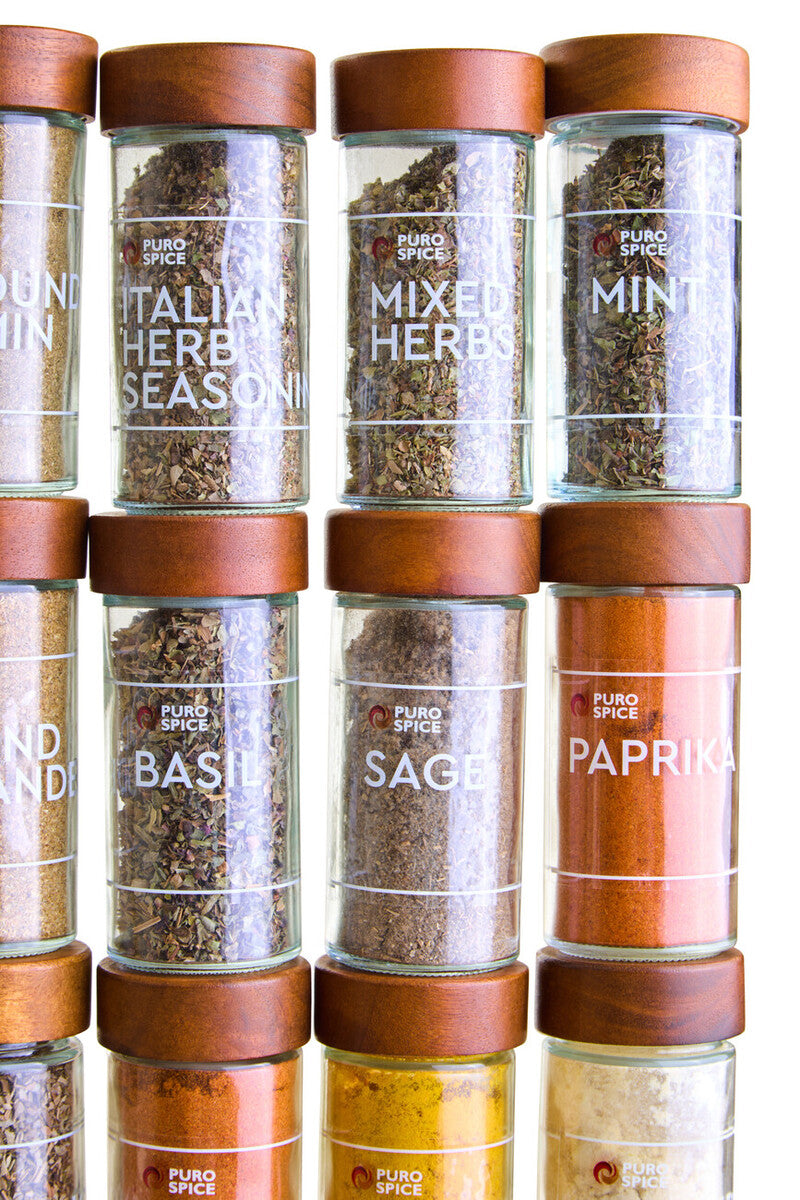 Acacia Wood Revolving Spice Rack with 16 Jars