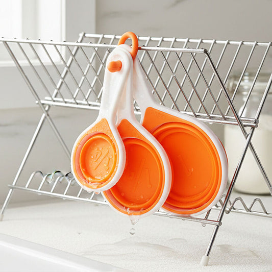 Set of 4 Collapsible Orange Silicone Measuring Cups
