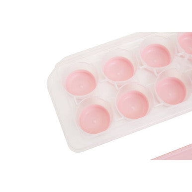 Arctic Pink Plastic Ice Cube Tray with Lid