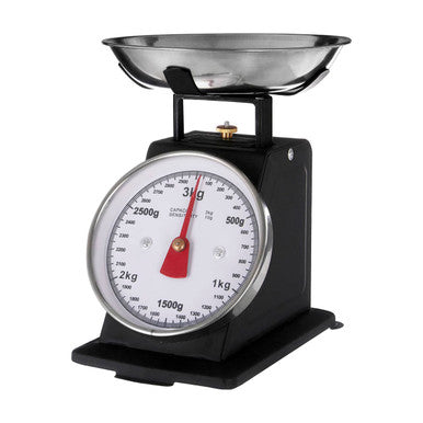 3kg Matt Black Vintage-Style Kitchen Scale