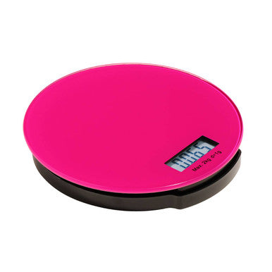 Round Hot Pink Glass Kitchen Scale 2kg