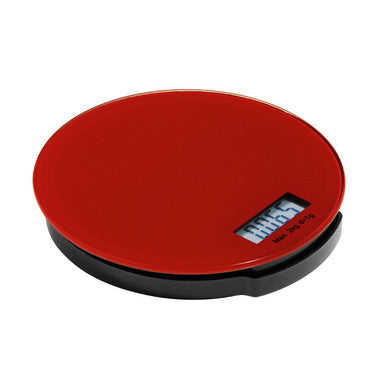 Round Red Glass Kitchen Scale 2kg