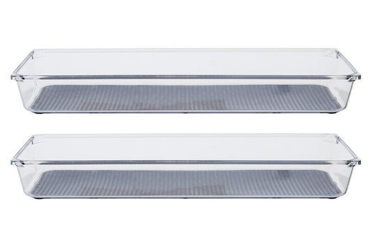 Large Set of Two Clear Kitchen Organisers with Rubber Insert
