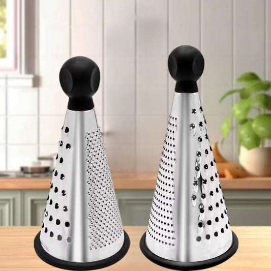 Multi-functional Cone-Shaped Grater with Plastic Handle – Ideal for Cheese, Vegetables, and Fruits in the Kitchen (Black)