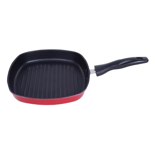 Nonstick Square Grill Pan 22.5 cm, Red & Black